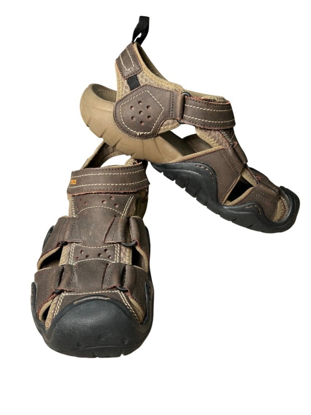 Crocs Mens Brown Tan Closed Toe Sandals Sz 10 Adjustable Straps Rugged Outdoor